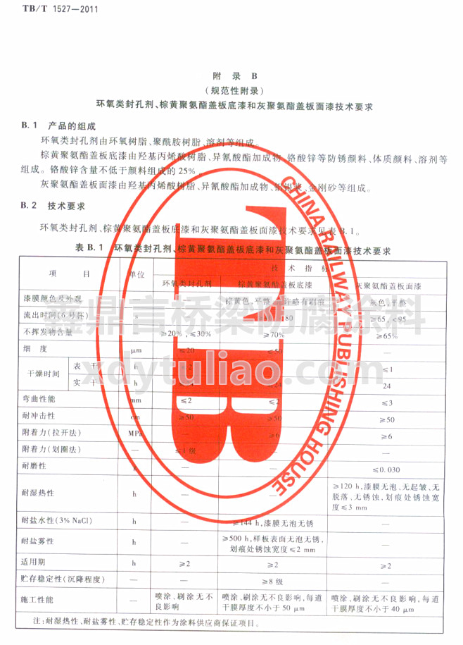 TB/T 1527-2011�h���ׄ������S�۰����w�����ͻҾ۰����w�����Ἴ�gҪ��